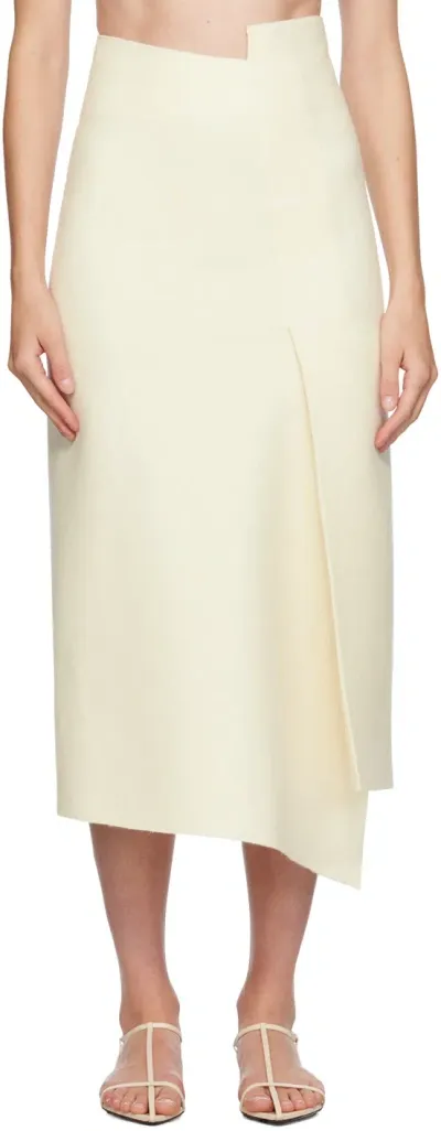 Gia Studios Off-white Wool Midi Skirt In Cream