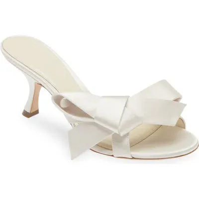 Giambattista Valli Bow Satin Sandal In Ivory