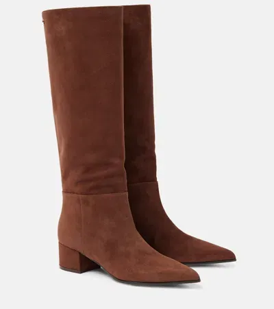 Gianvito Rossi 45 Suede Knee-high Boots In Brown