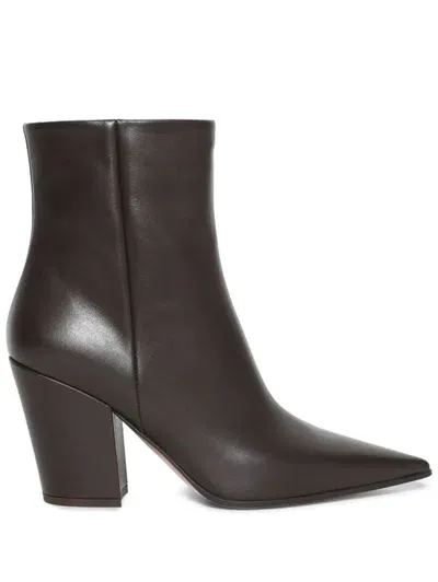 Gianvito Rossi 85mm Leather Boots In Moka