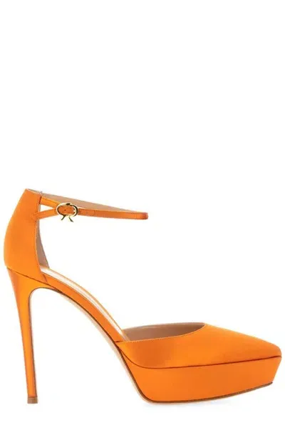 Gianvito Rossi Platform 120mm Leather Pumps In Orange