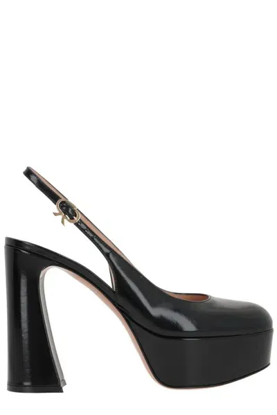 Gianvito Rossi Bessie Round Toe Platform Pumps In Black