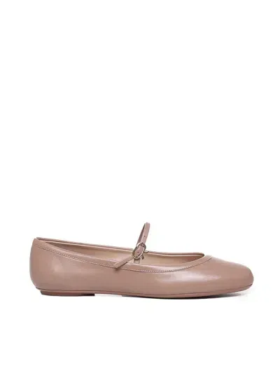 Gianvito Rossi Black Calfskin Ballet Flats In Praline