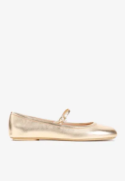 Gianvito Rossi Carla Ballet Flats In Nappa Leather In Gold