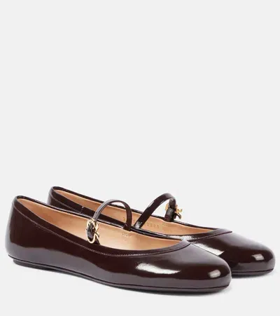 Gianvito Rossi Carla Patent Leather Ballet Flats In Burgundy