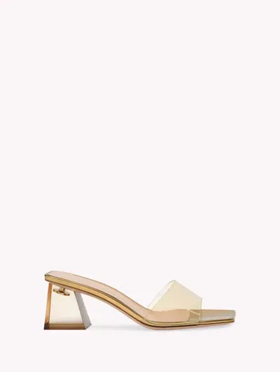 Gianvito Rossi Transparent Block-heel Mule Sandals In Gold