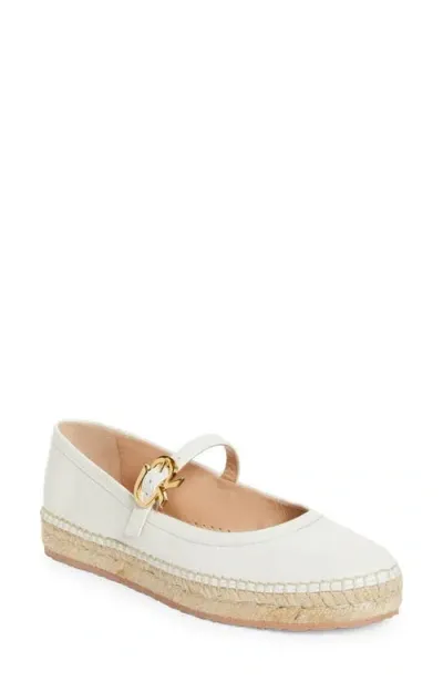 Gianvito Rossi Espadrille Mary Jane Ballet Flat In Blanco