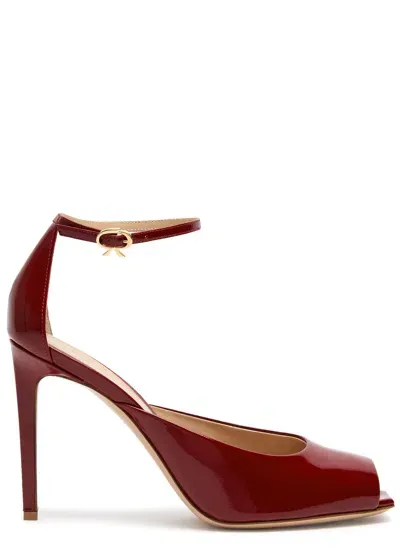 Gianvito Rossi Ethel 100 Patent Leather Sandals In Red