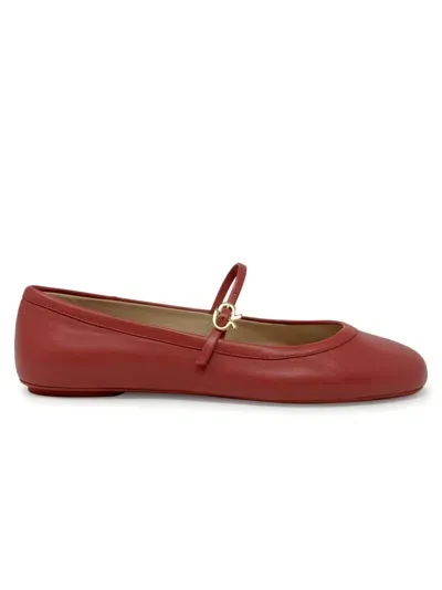 Gianvito Rossi Leather Ballerina In Red