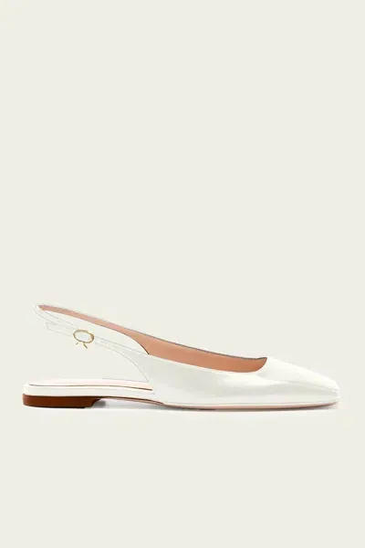 Gianvito Rossi Leather Square-toe Slingback Ballerina Flats In Off-white