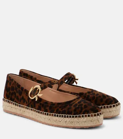 Gianvito Rossi Leopard-print Suede Espadrilles In Beige