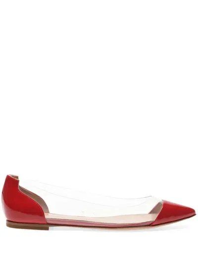 Gianvito Rossi Plexi Ballerina Shoes In Red