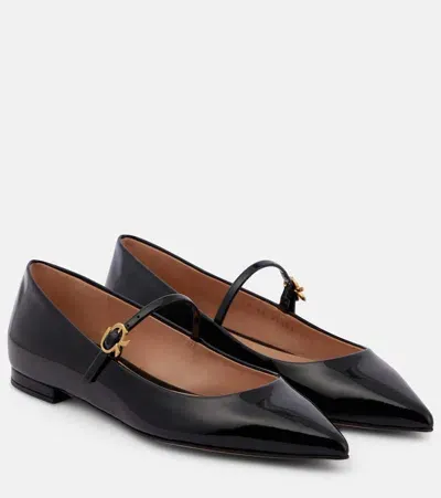 Gianvito Rossi Black Ribbon Jane Ballerina Flats