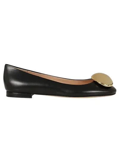 Gianvito Rossi Embellished Leather Ballet Flats In Black