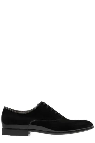 Gianvito Rossi Round Toe Oxford Shoes In Black