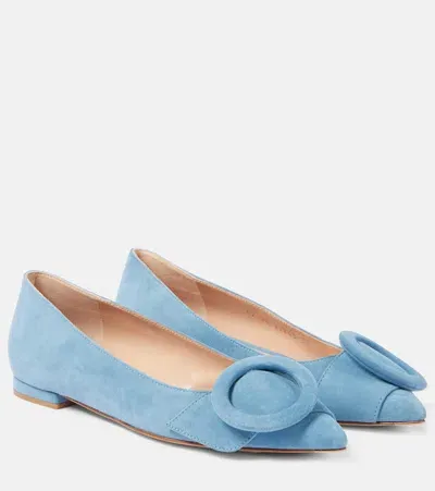 Gianvito Rossi Venezia Suede Ballet Flats In Blue