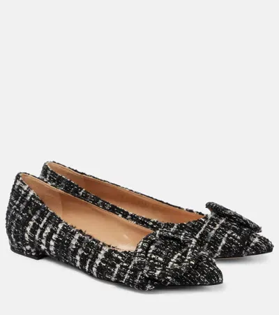 Gianvito Rossi Venezia Tweed Ballet Flats In Black