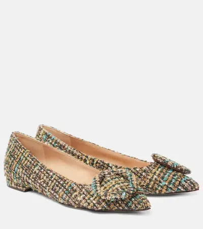 Gianvito Rossi Venezia Tweed Ballet Flats In Brown