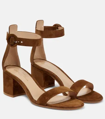 Gianvito Rossi Versilia 60 Suede Sandals In Brown