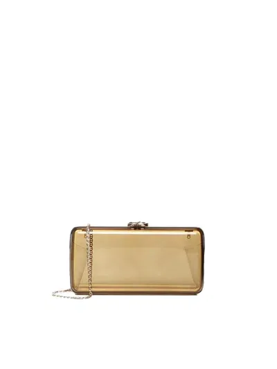 Gianvito Rossi Vetra Clutch In Plexiglass In Golden