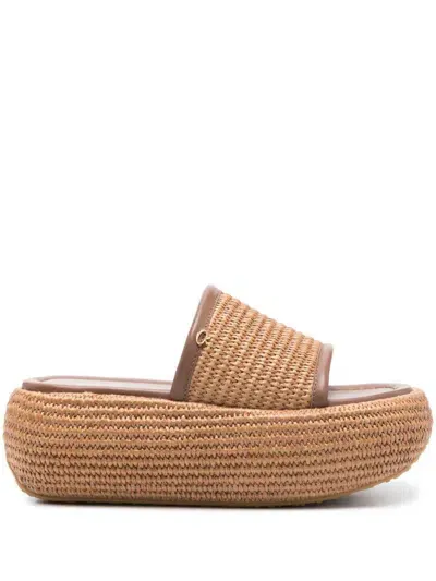 Gianvito Rossi 60mm Woven Raffia Espadrilles In Brown