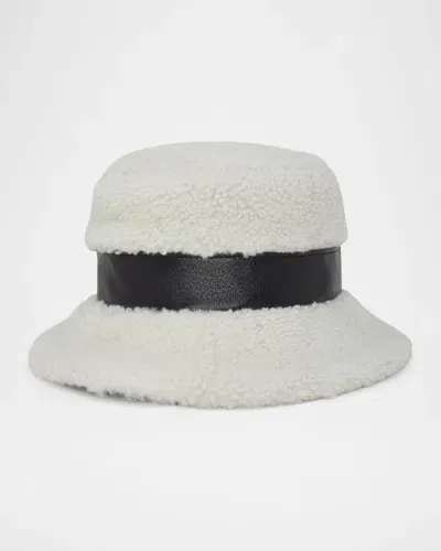 Gigi Burris Molly Sheep Shearling Fur & Leather Bucket Hat In Ivory