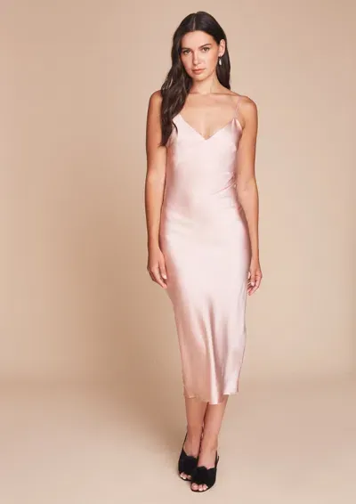 Gilda & Pearl Curvy Midi Silk Slip Dress In Pink In  Pink Champagne