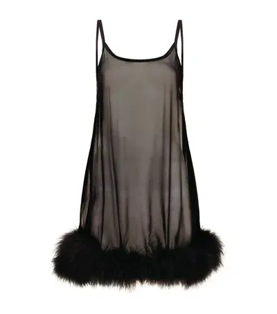 Gilda & Pearl Diana Marabou Babydoll In Black