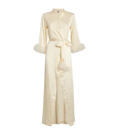 Gilda & Pearl Silk Celeste Long Robe In Ivory