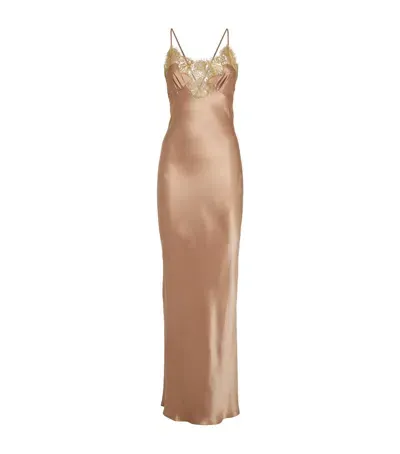 Gilda & Pearl Silk Gina Slip Dress In Beige