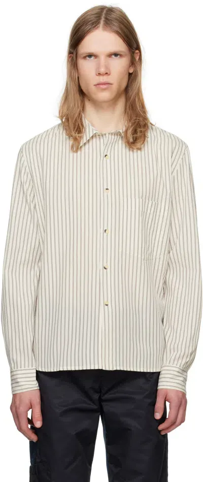 Gimaguas Black & White Striped Male Shirt In Off White