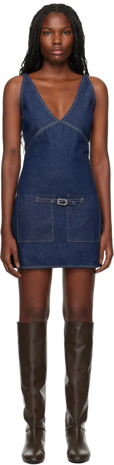 Gimaguas Blue Blanca Denim Minidress In Dark Blue