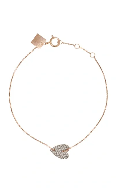 Ginette Ny Angele Mini 14k Rose Gold Diamond Heart Bracelet In Pink