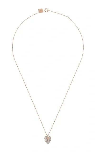 Ginette Ny Angele Mini 14k Rose Gold Diamond Heart On Chain Necklace In Pink