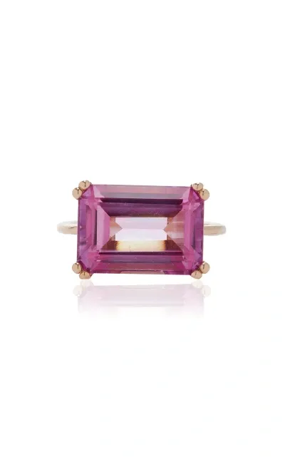 Ginette Ny Cocktail 14k Rose Gold Topaz Ring In Pink