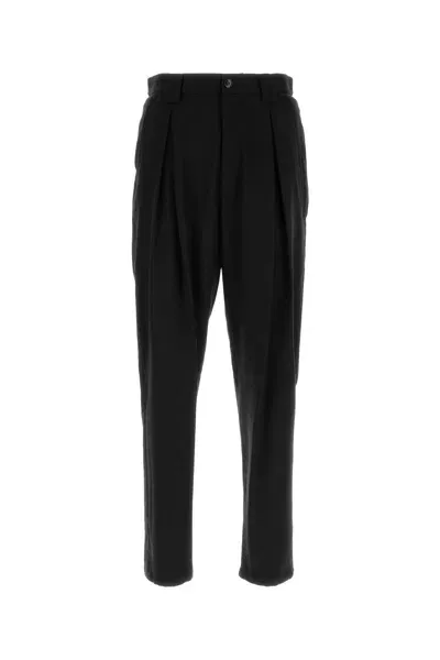 Giorgio Armani Black Wool Pant In Blue