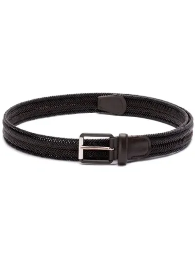 Giorgio Armani Buckled Leather Belt In Brown