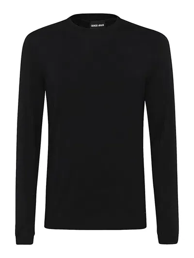 Giorgio Armani Black Viscose Blend T-shirt In Negro