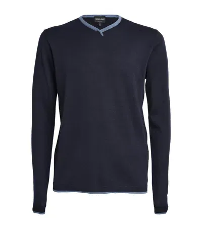 Giorgio Armani Cashmere-silk Sweater In Blue