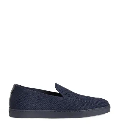 Giorgio Armani Chevron Jacquard Slip-on Sneakers In Blue