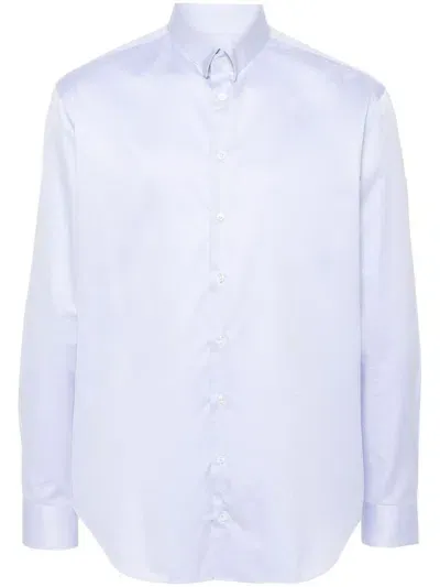 Giorgio Armani Classic-collar Cotton Shirt In Blue