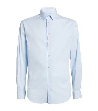 Giorgio Armani Cotton-blend Shirt In Blue