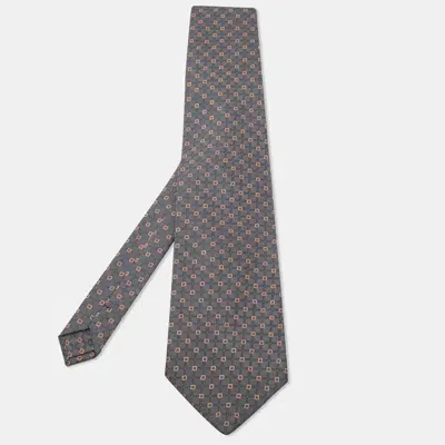 Pre-owned Giorgio Armani Cravatte Patterned Silk Traditional Tie In Grey