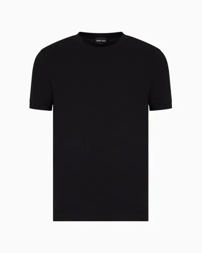 Giorgio Armani Crew-neck Long-sleeved T-shirt In Stretch Viscose Jersey In Black