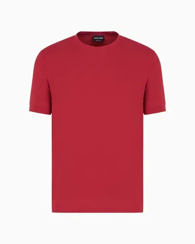 Giorgio Armani Crew-neck Long-sleeved T-shirt In Stretch Viscose Jersey In Red