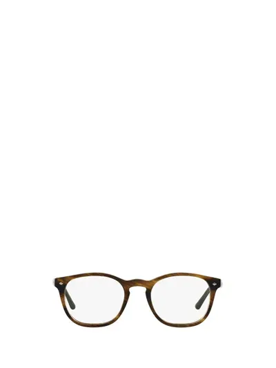 Giorgio Armani Eyeglasses In Striped Matte Dark Brown