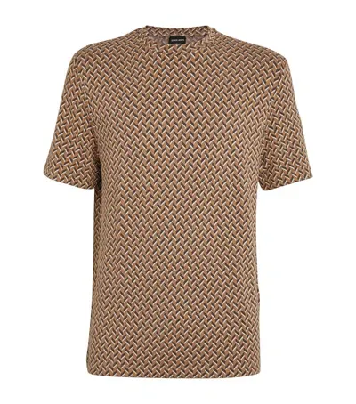 Giorgio Armani Geometric Print T-shirt In Brown