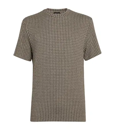 Giorgio Armani Geometric Print T-shirt In Brown