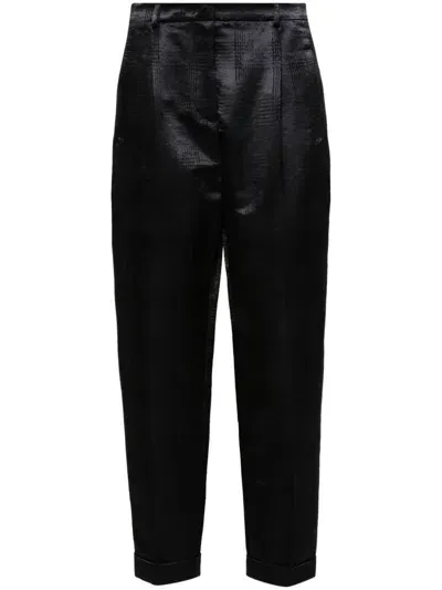 Giorgio Armani Houndstooth-pattern Trousers In Black