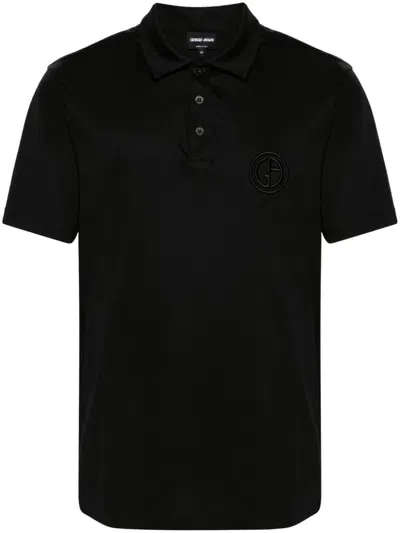 Giorgio Armani Interlock-logo Polo Shirt In Black